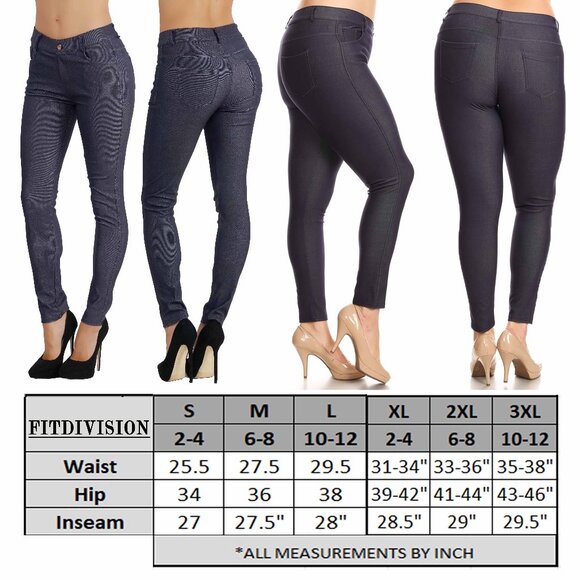 NEW Women's Jean Look Jeggings Tights Slimming Spandex Leggings Pants - Picture 5 of 5